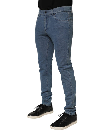 Blue Cotton Stretch Slim Fit Men Denim Jeans