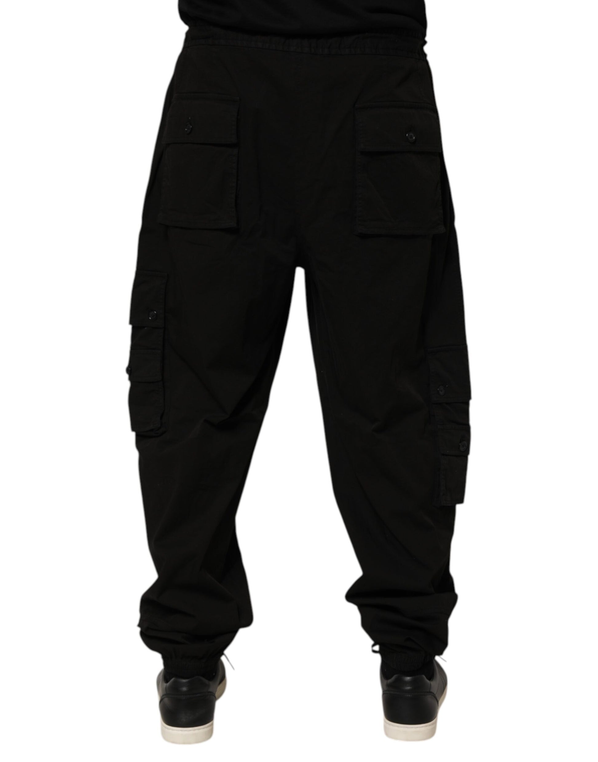 Black Cotton Cargo Jogger Sweatpants Pants