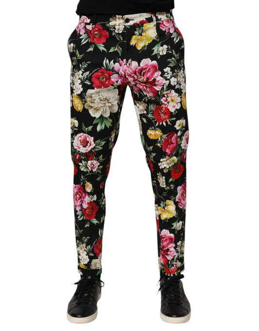 Black Floral Cotton Dress Formal Trouser Pants