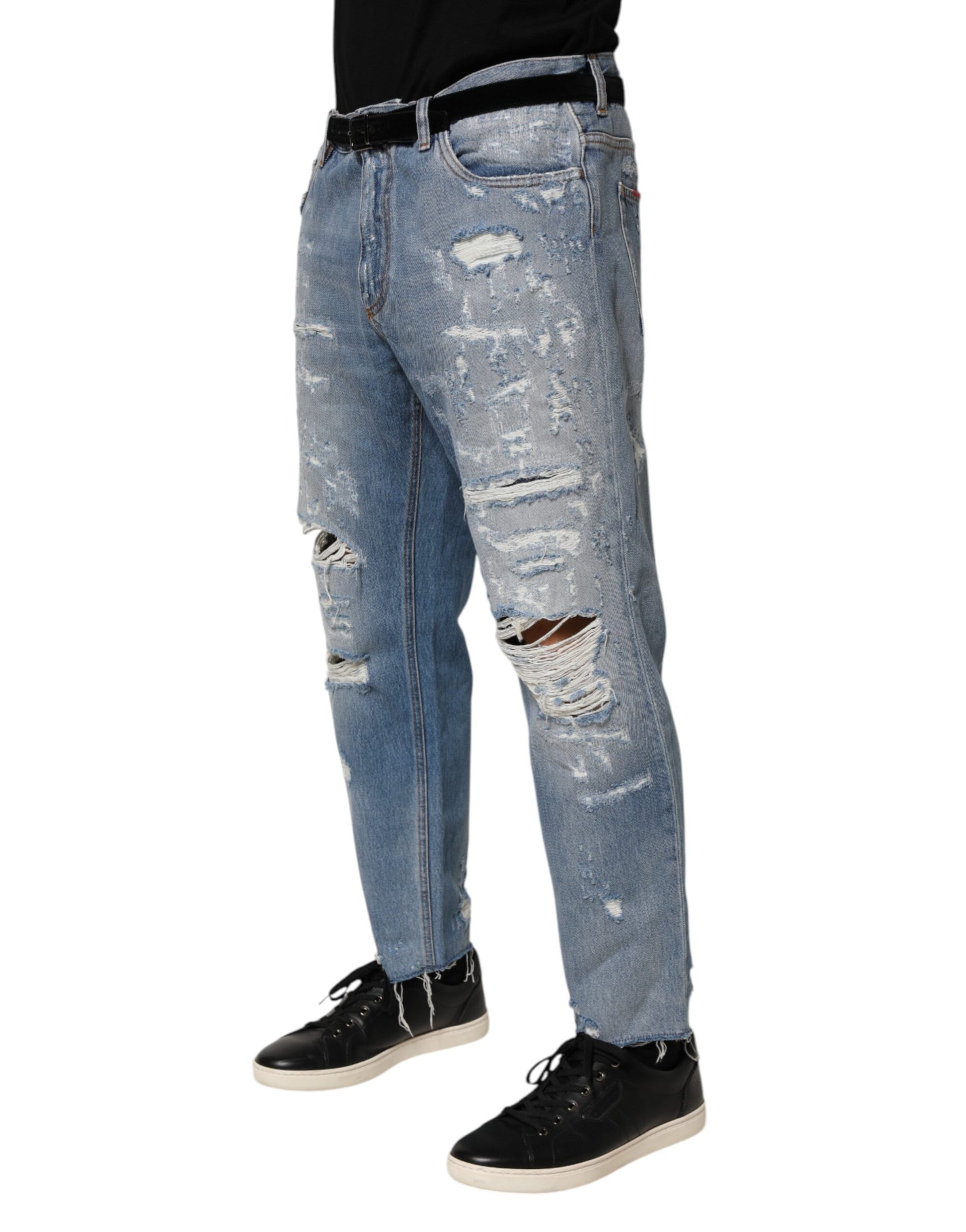 Blue Distressed Ripped Denim Trouser Jeans