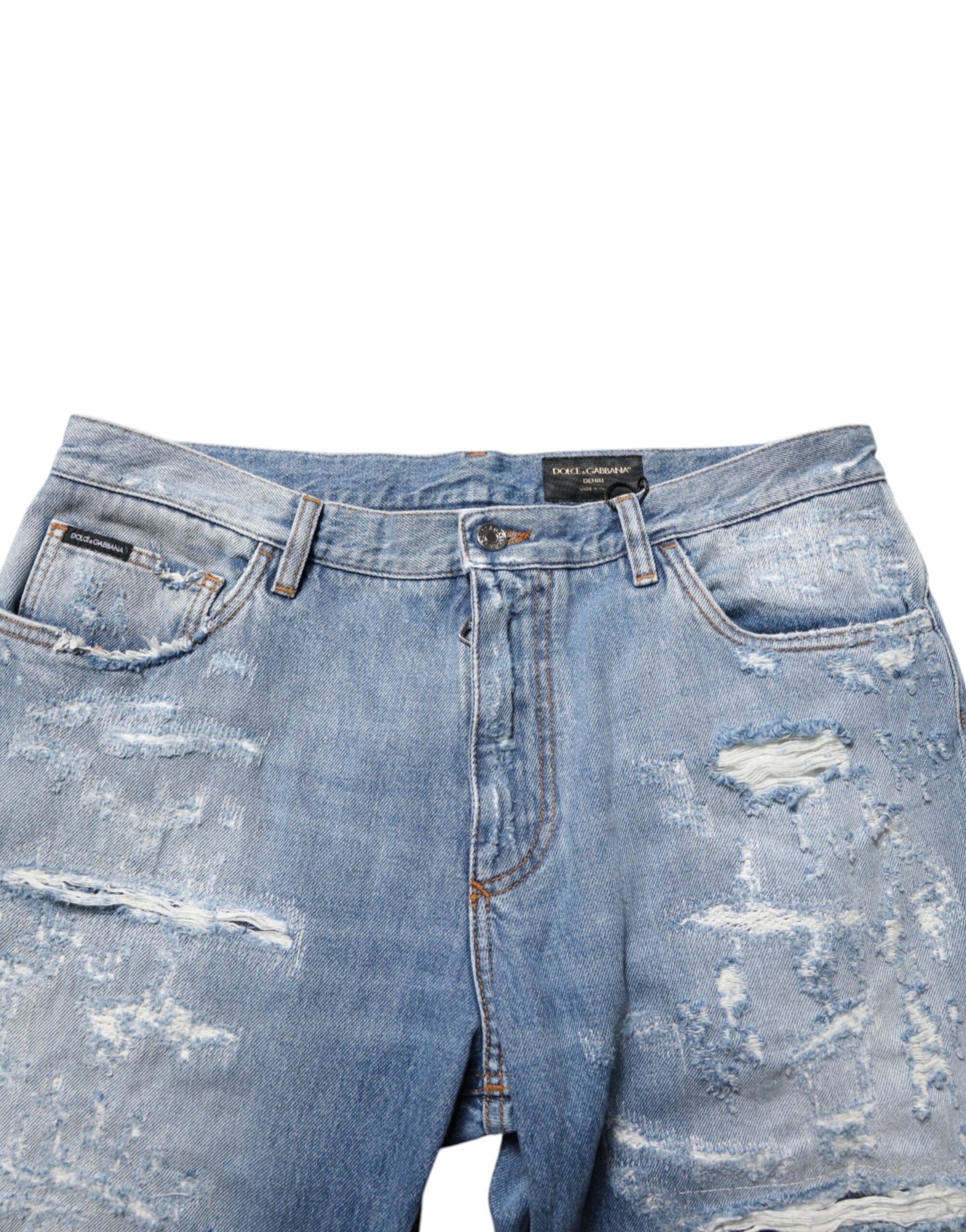 Blue Distressed Ripped Denim Trouser Jeans