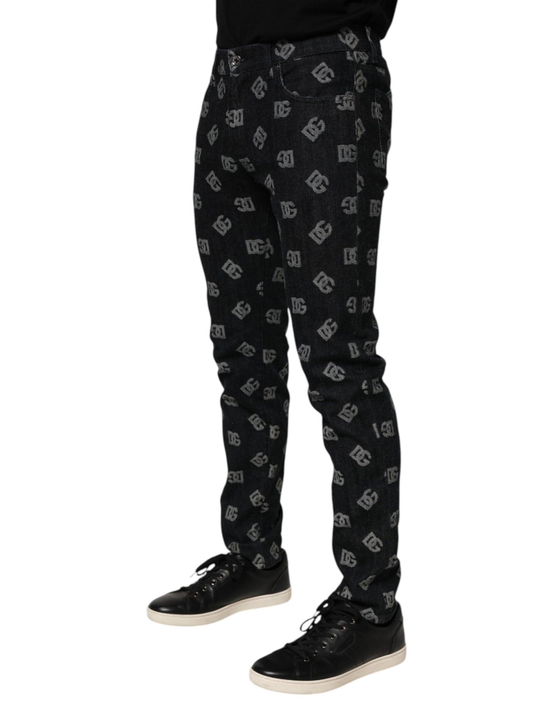 Black DG Monogram Cotton Skinny Denim Jeans