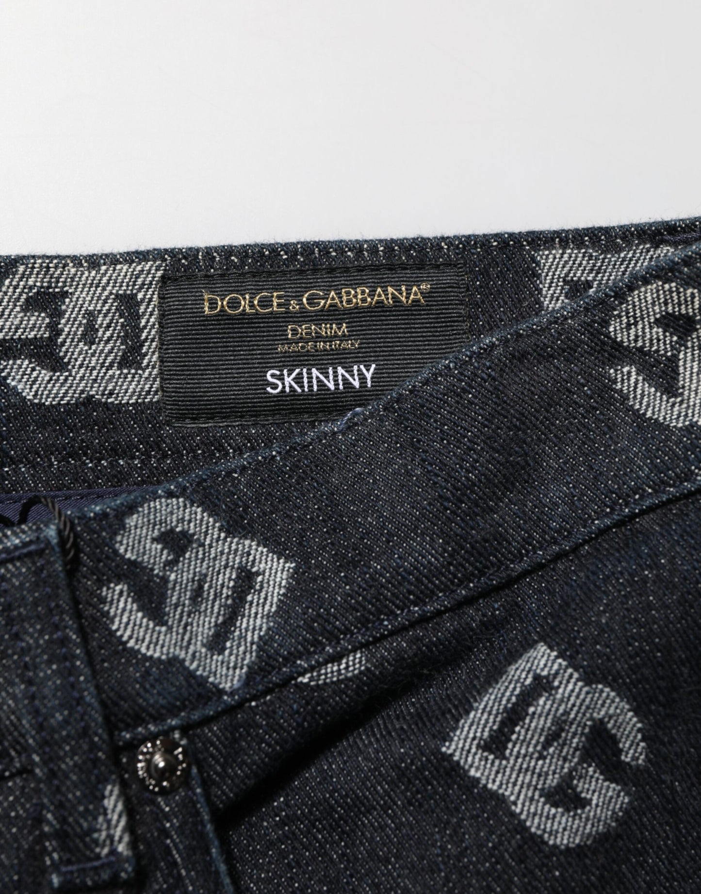 Black DG Monogram Cotton Skinny Denim Jeans