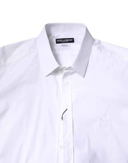 White Cotton Collared GOLD FormalDress Shirt