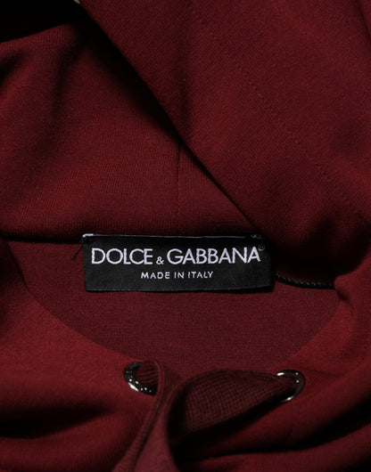 Maroon Embossed Logo Hooded Sweatshirt Sweater