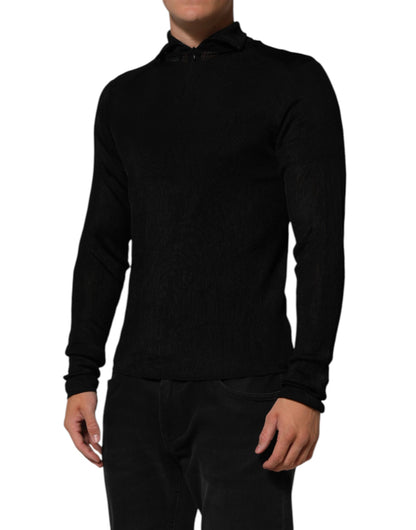 Black Viscose Turtle Neck Pullover Sweater