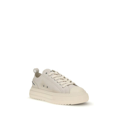 Cream Leather Platform Sneakers