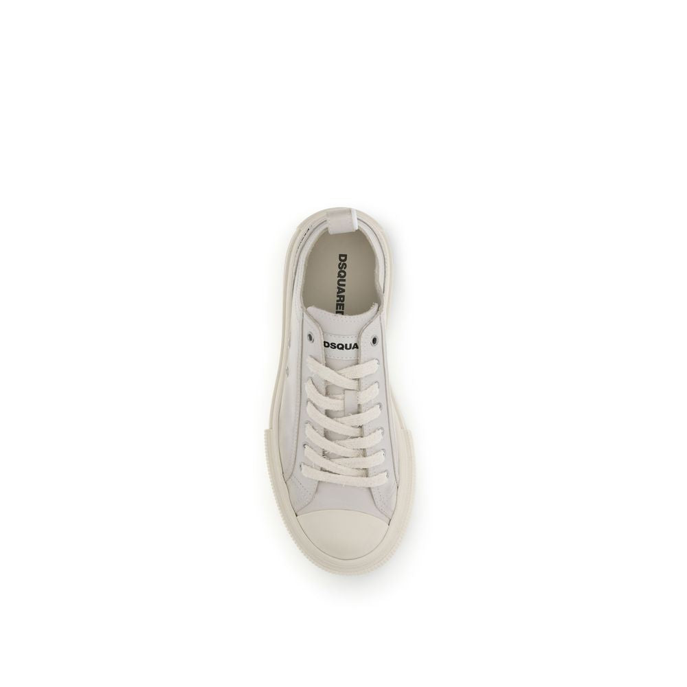 Cream Leather Platform Sneakers