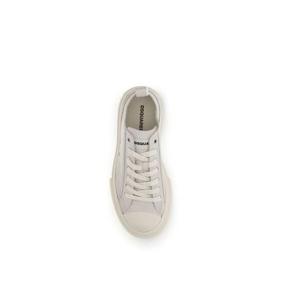 Cream Leather Platform Sneakers