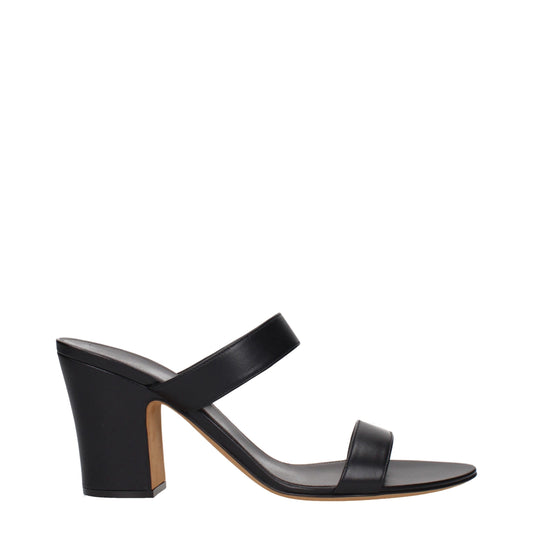 Black Leather Stiletto Heels Sandals