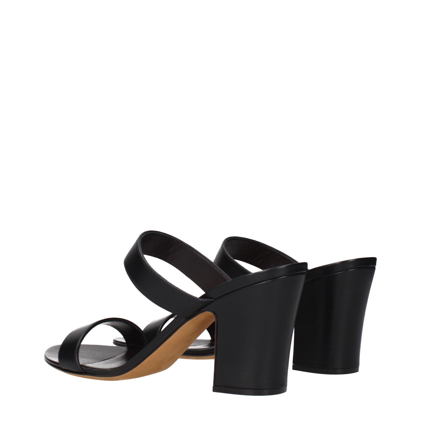 Black Leather Stiletto Heel Sandals