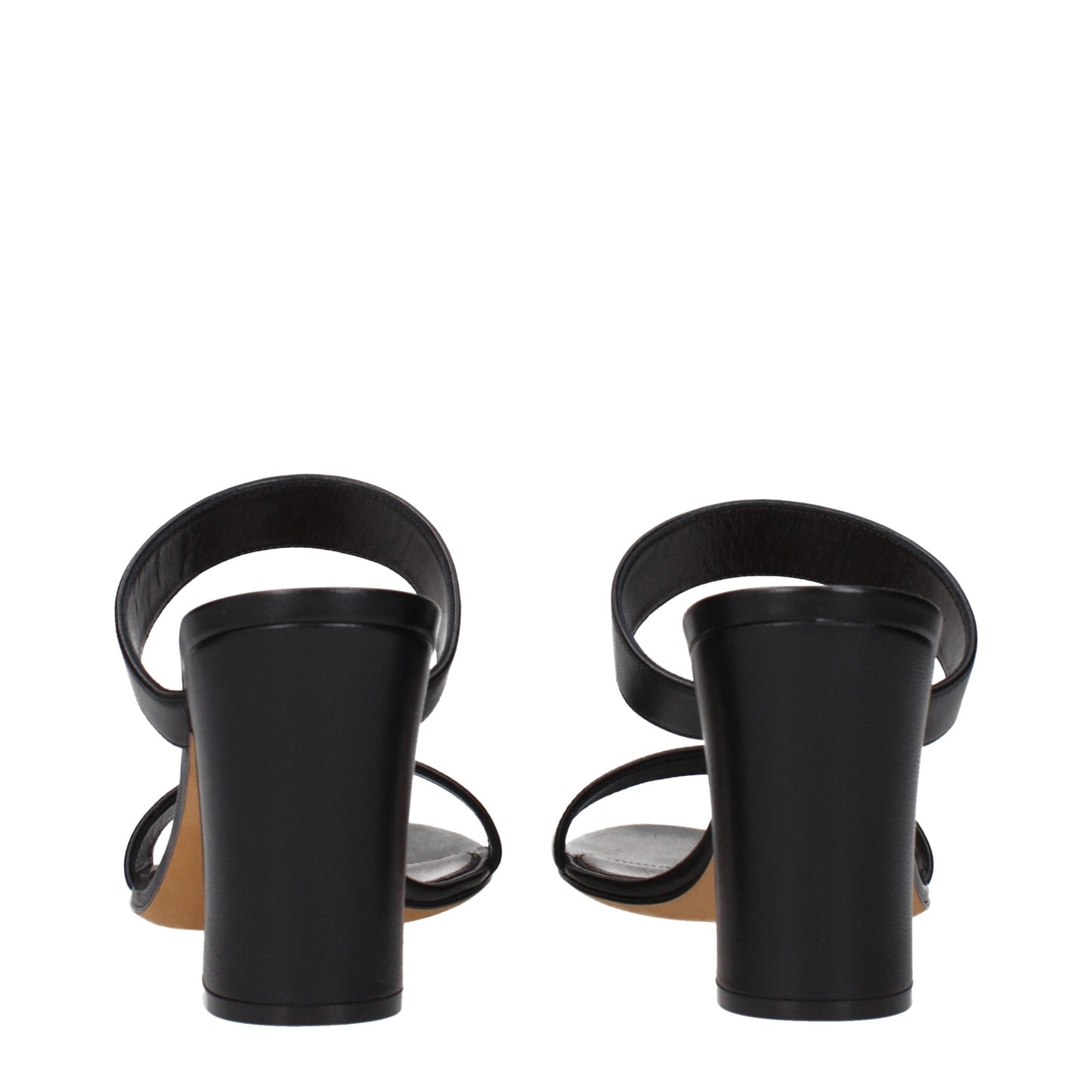 Black Leather Stiletto Heel Sandals