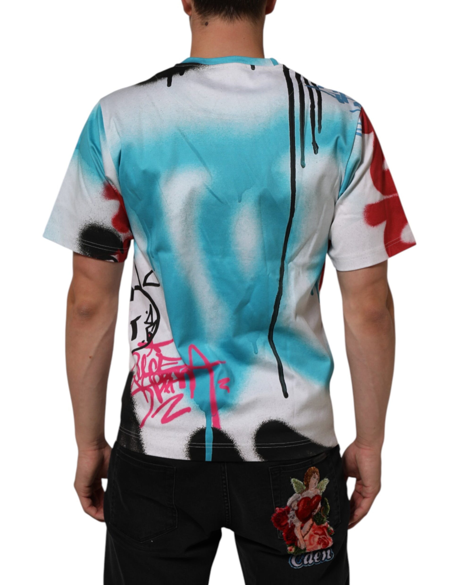White Graffiti Crew Neck Short Sleeves T-shirt