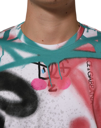 White Graffiti Crew Neck Short Sleeves T-shirt