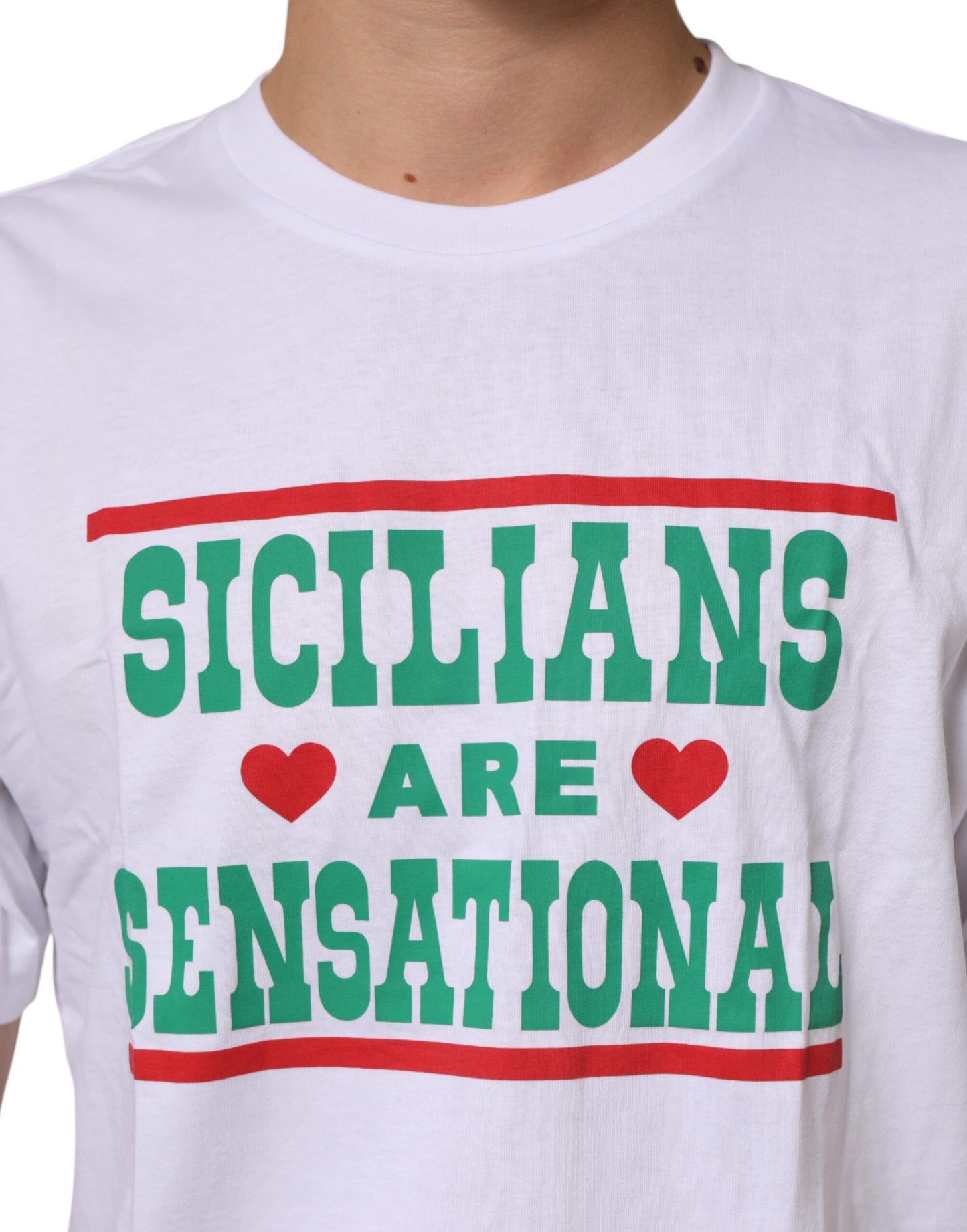 White Graphic Print Cotton Crew Neck T-shirt