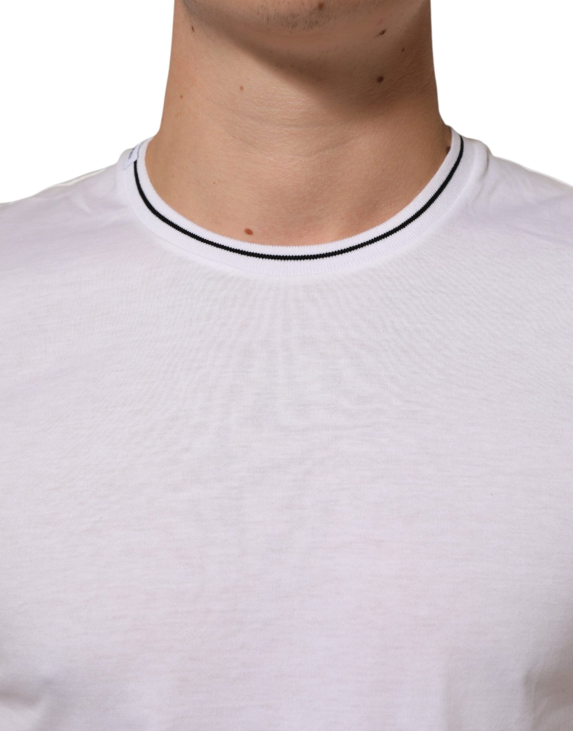 White Short Sleeves Round Neck Men Underwear T-shirt