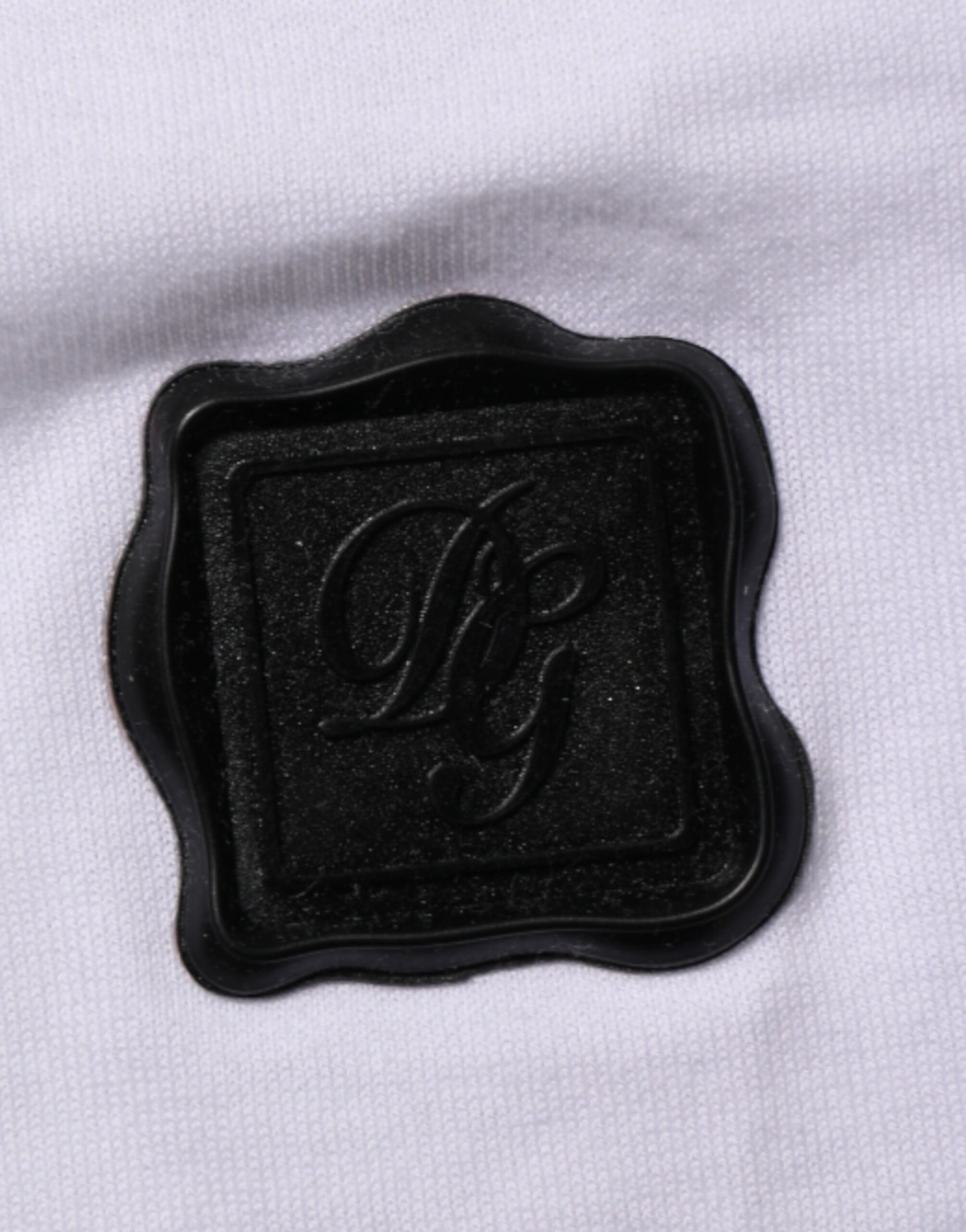 White Cotton Logo Patch Crew Neck  T-shirt