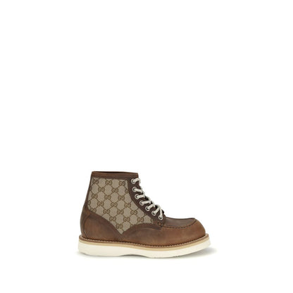Brown Leather Lace-Up Boots