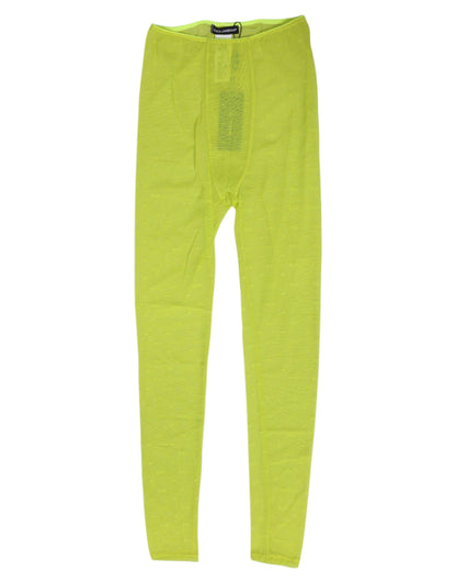 Neon Green Nylon Logo Lace Leggings Pants Underwear