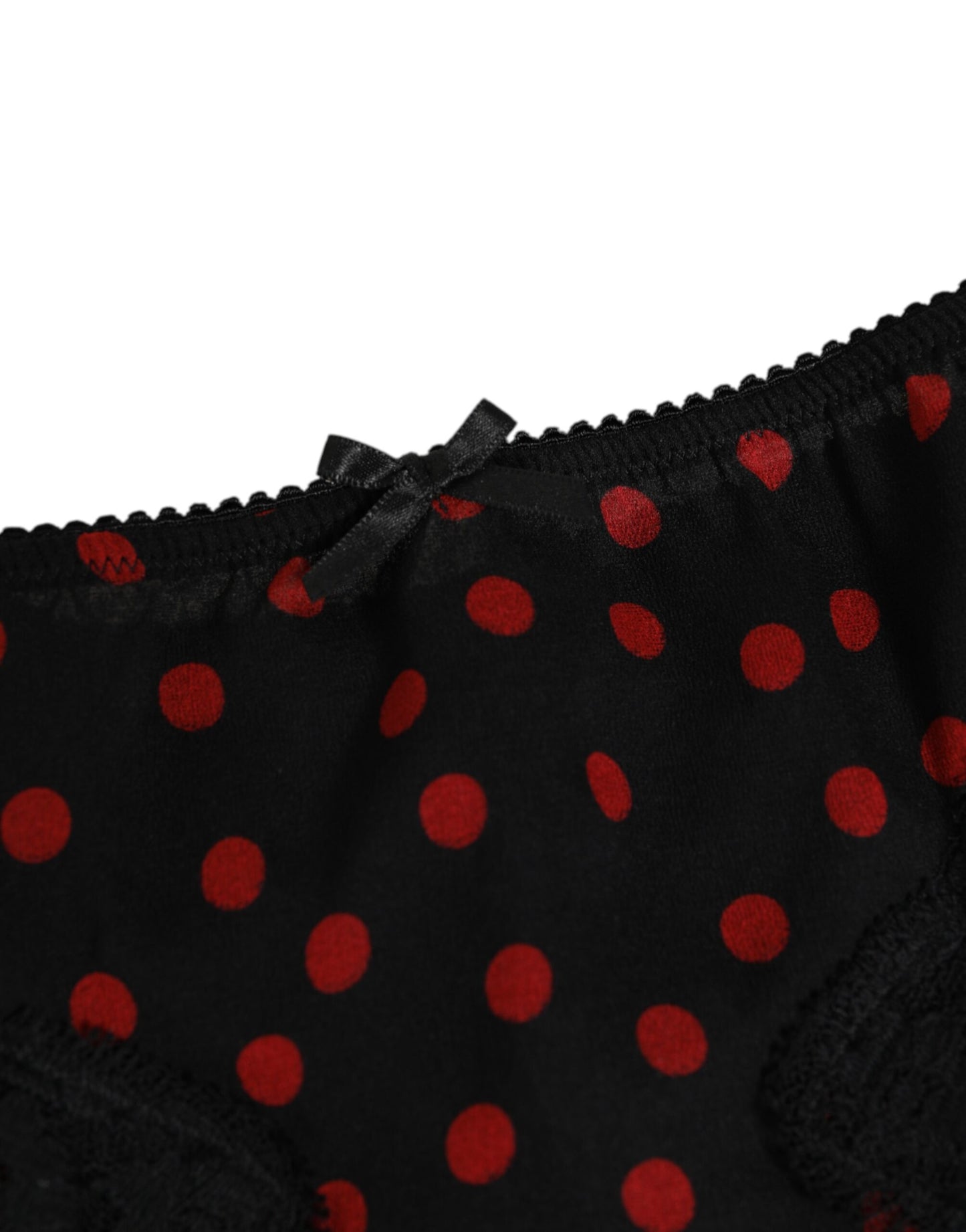 Black Polka Dotted Silk Low Waist Panty Underwear