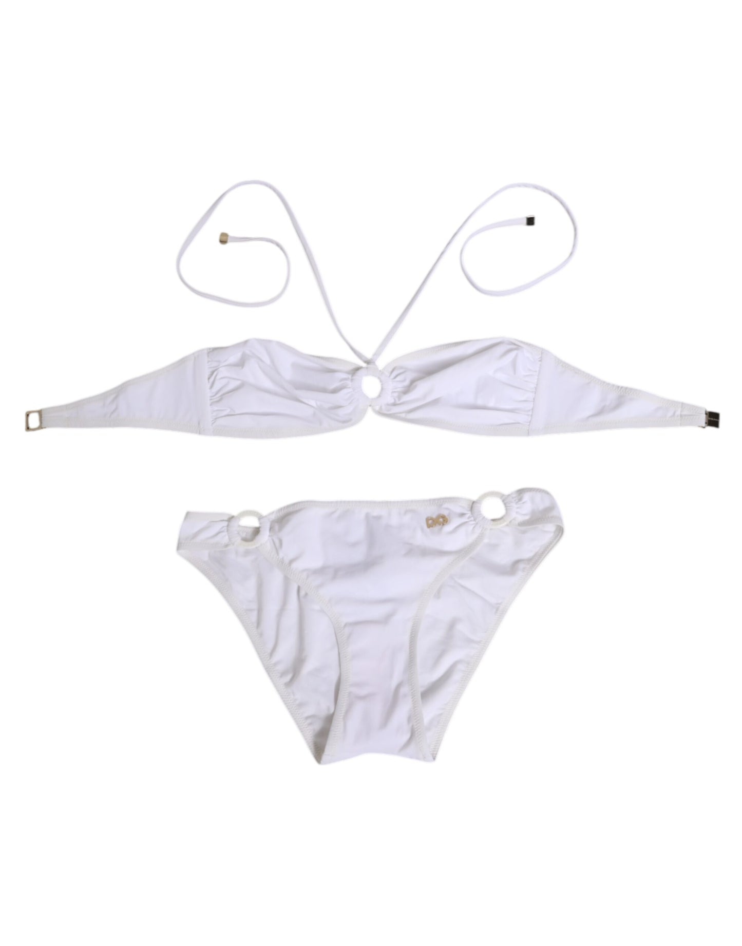 White Logo Swimsuit 2 Piece Top Bottom Swimwear