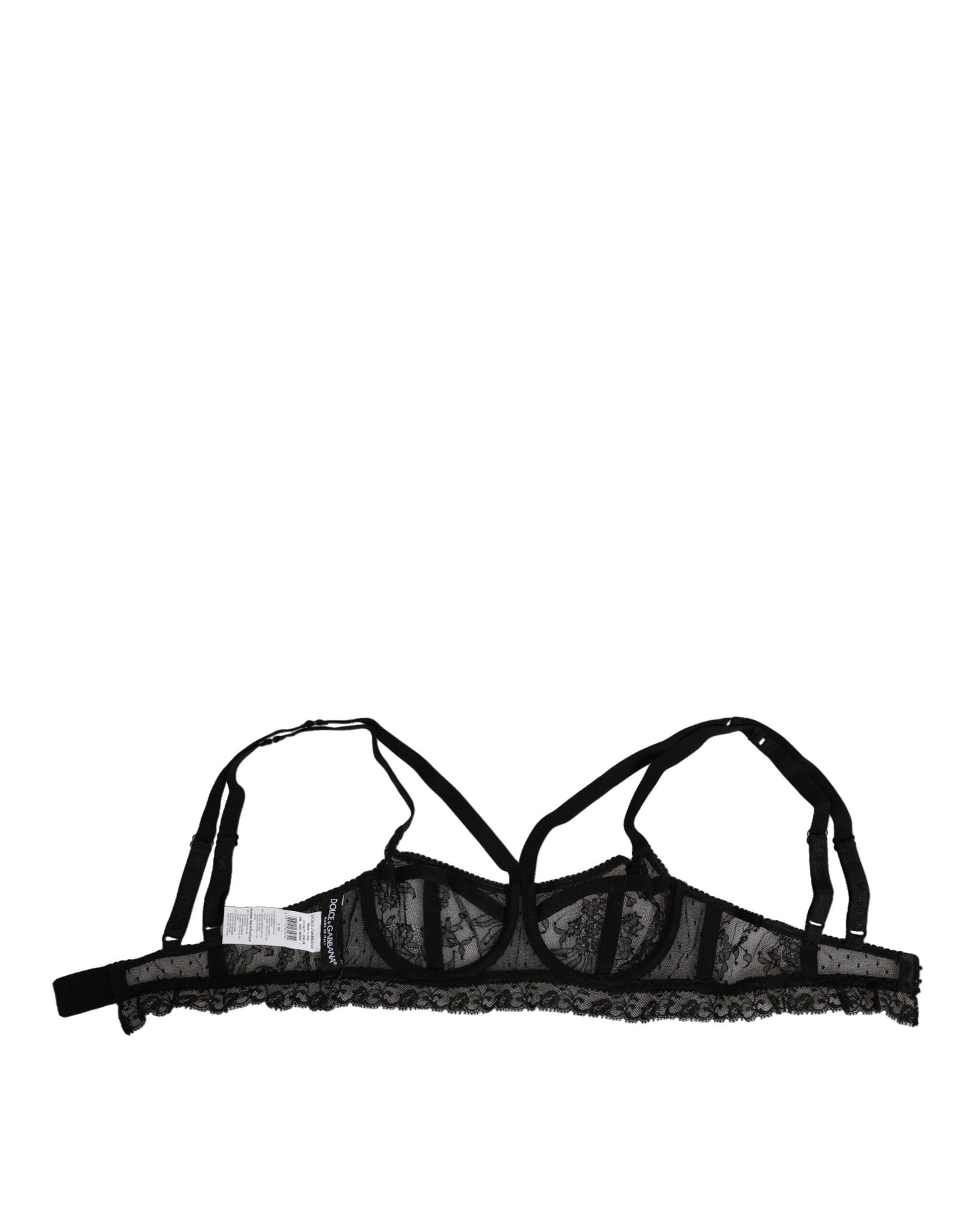 Black Floral Lace Nylon Balconcino Bra Underwear