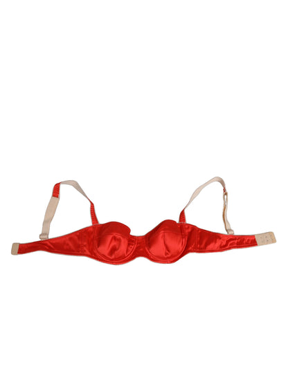 Red Silk Satin Underwire Bra Semi-Pad Underwear