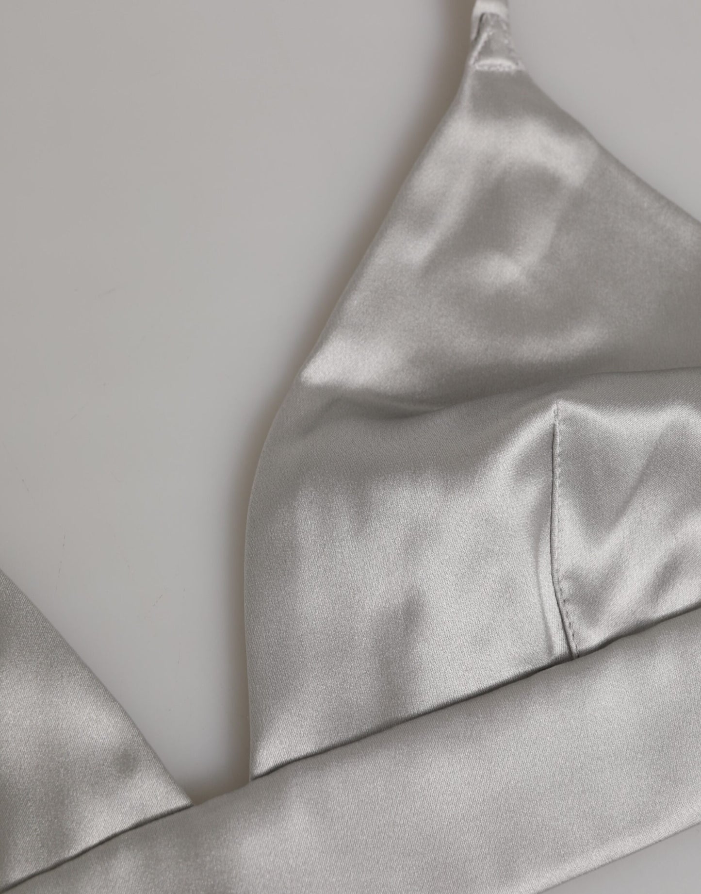 Gray Silk Satin Triangle Soft Cup Bra Underwear