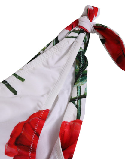 White Floral Swimsuit 2 Piece Top Bottom Swimwear