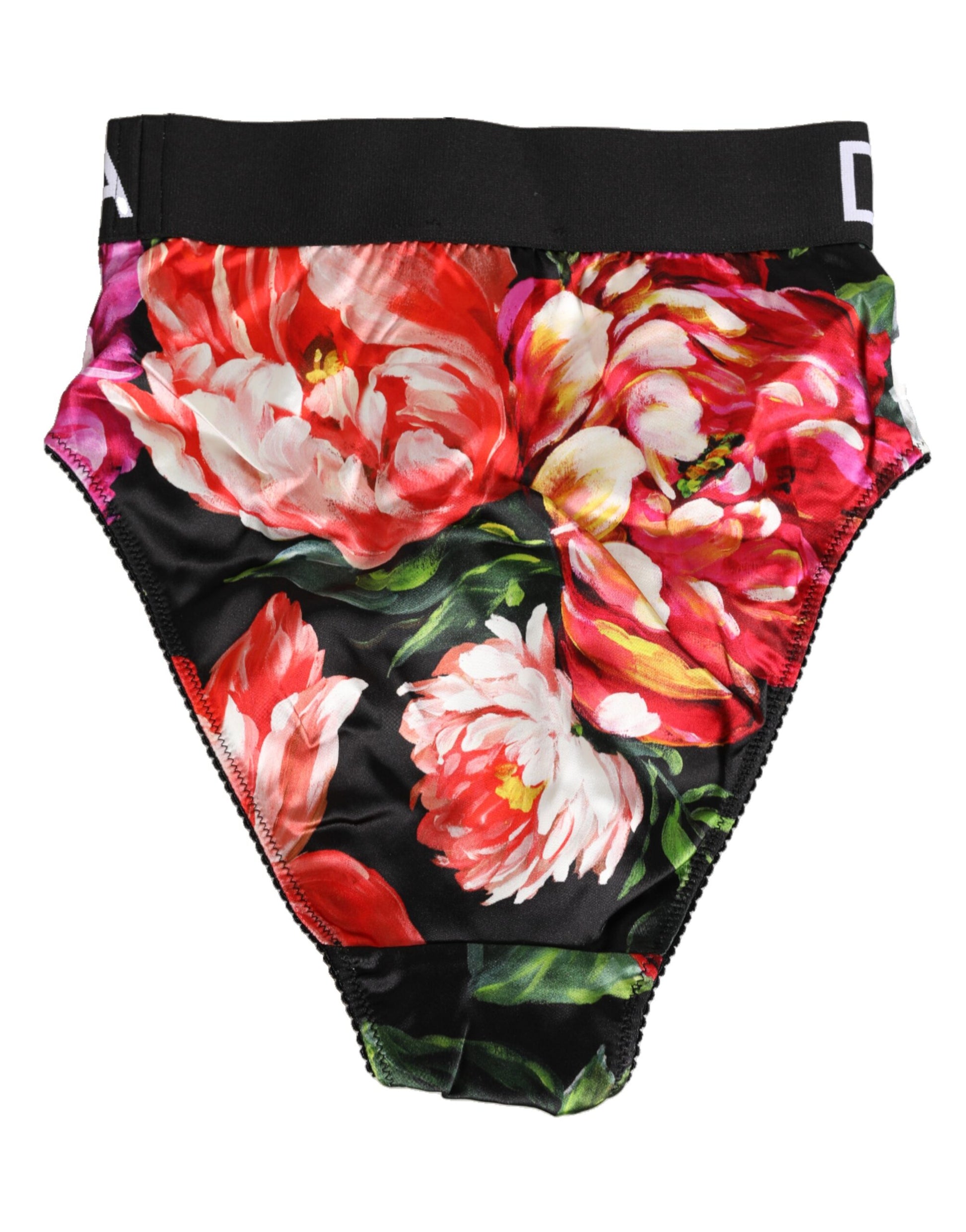 Black Floral Print High Waist Panty  Underwear