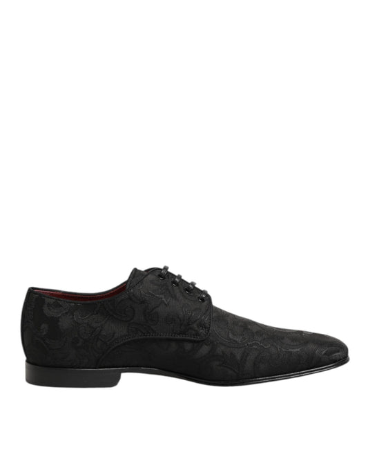 Black Brocade Lace Up Derby Men Dress Shoes
