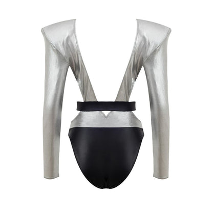 Gray Viscose One-Piece Swimsuit