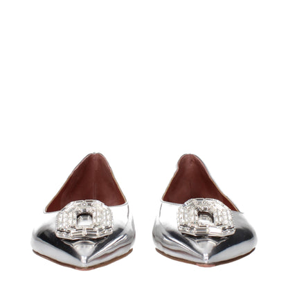 Gray Leather Ballet Flats