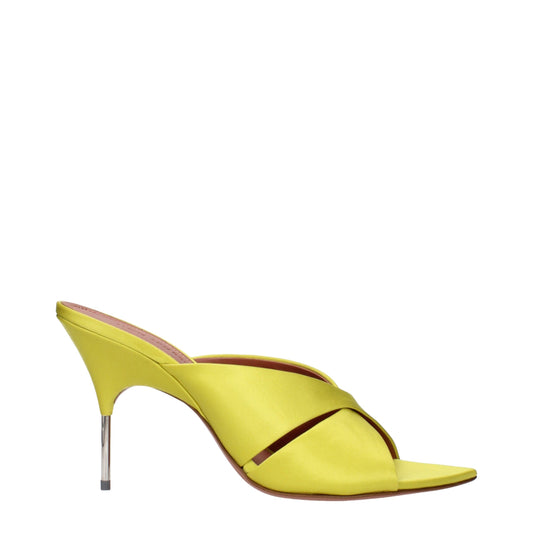 Green Satin Stiletto Heels Sandals