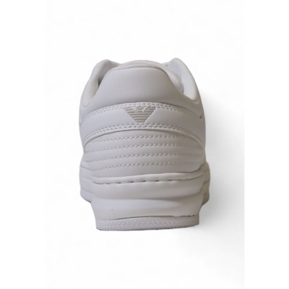 White Polyester Athletic Sneakers