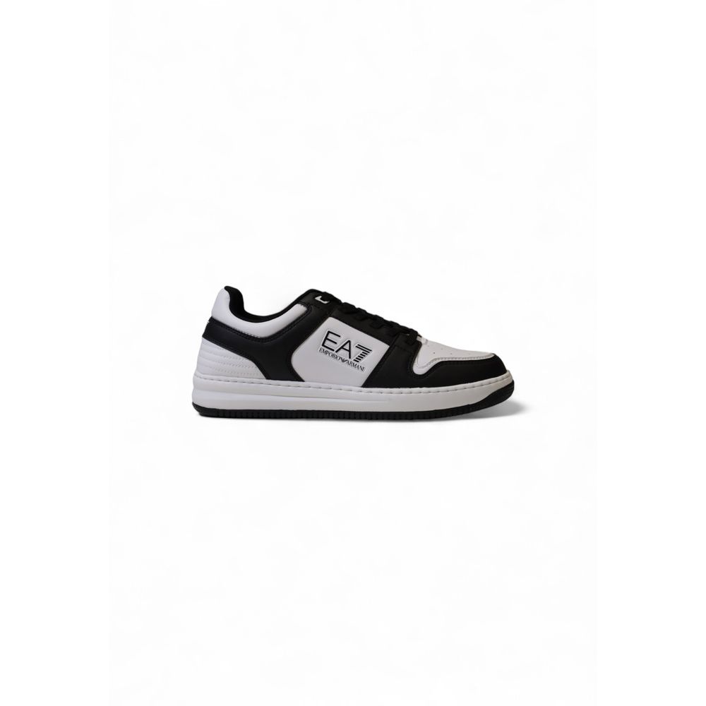 Black And White Polyester Athletic Sneakers