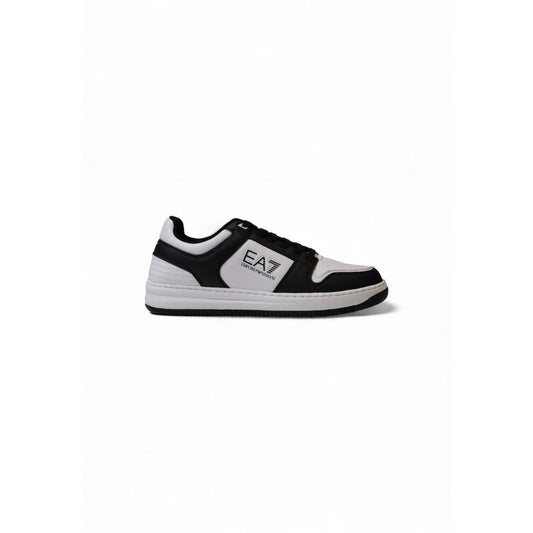 Black And White Polyester Athletic Sneakers