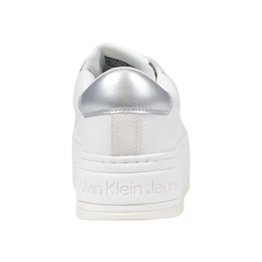 Silver Leather Platform Sneakers