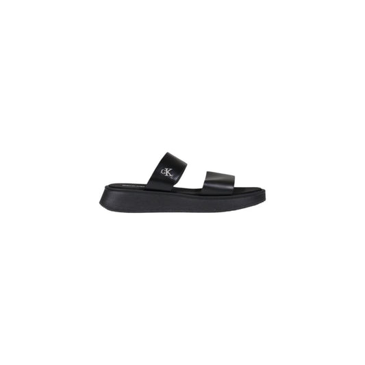 Black Leather Flat Sandals