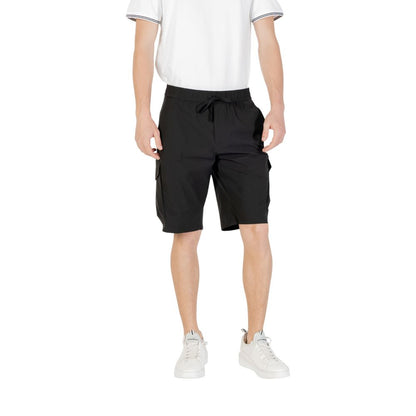 Black Polyester Bermuda Shorts