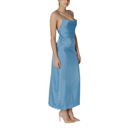 Turquoise Polyester Long Dress