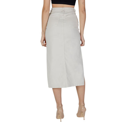 Cream Cotton Long Skirt