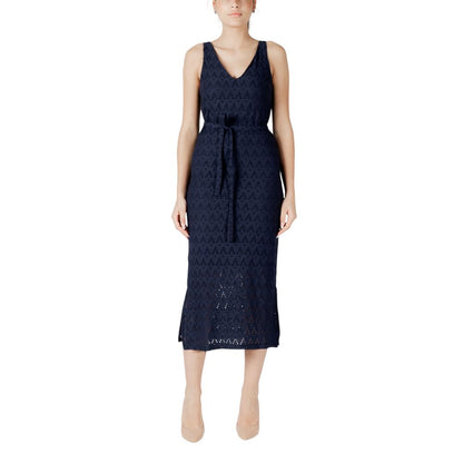 Blue Recycled Polyester Midi Dress