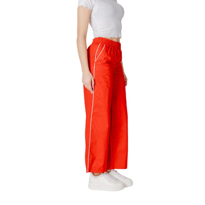 Red Cotton Casual Pants