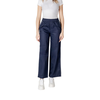 Blue Cotton Casual Pants