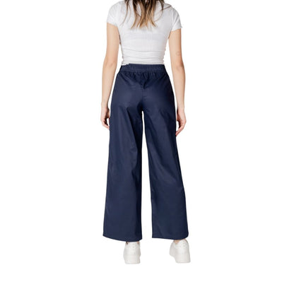Blue Cotton Casual Pants