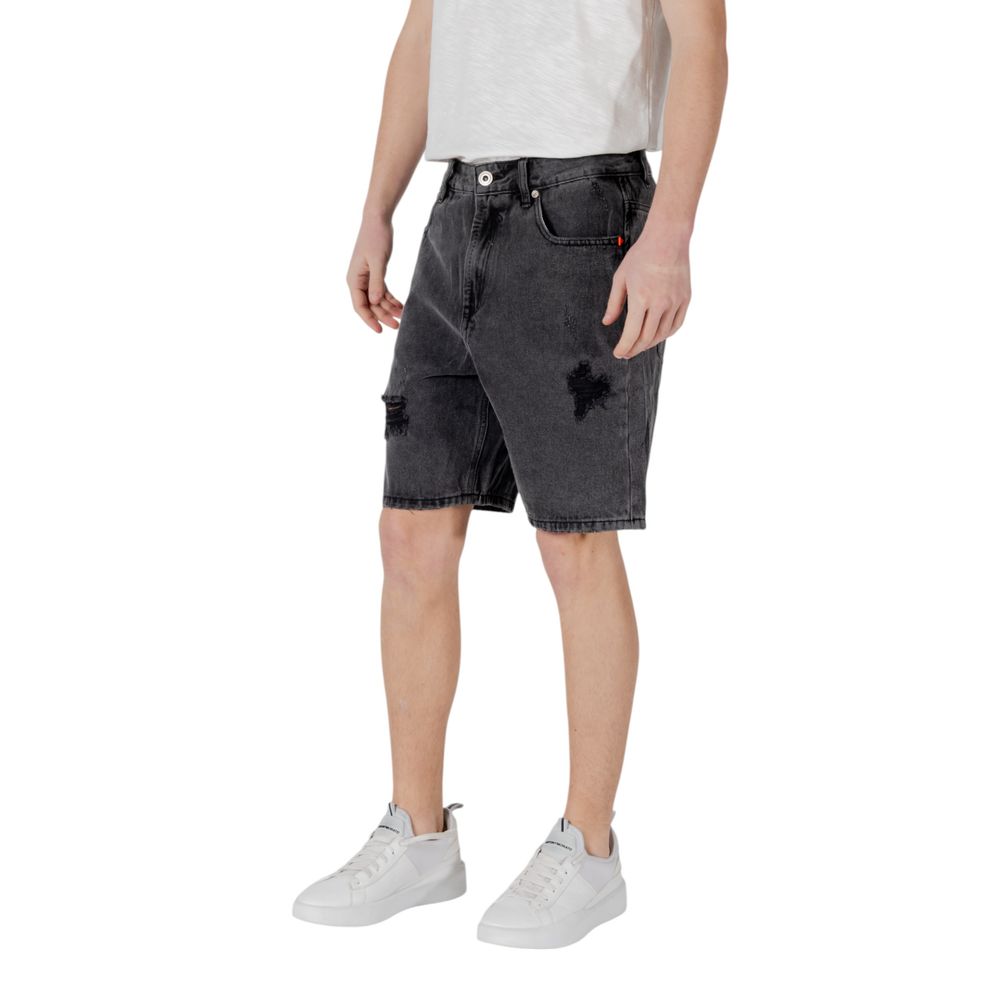 Black Cotton Bermuda Shorts