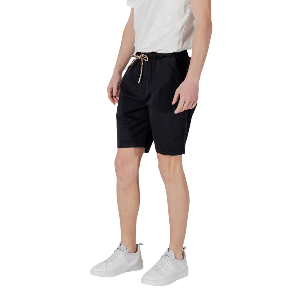 Black Cotton Bermuda Shorts