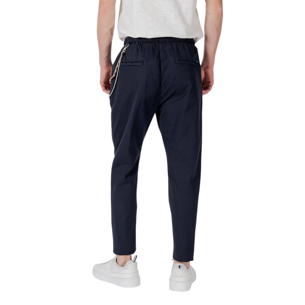 Blue Cotton Casual Pants