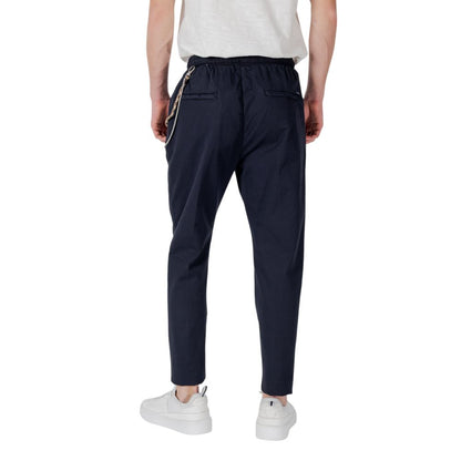 Blue Cotton Casual Pants